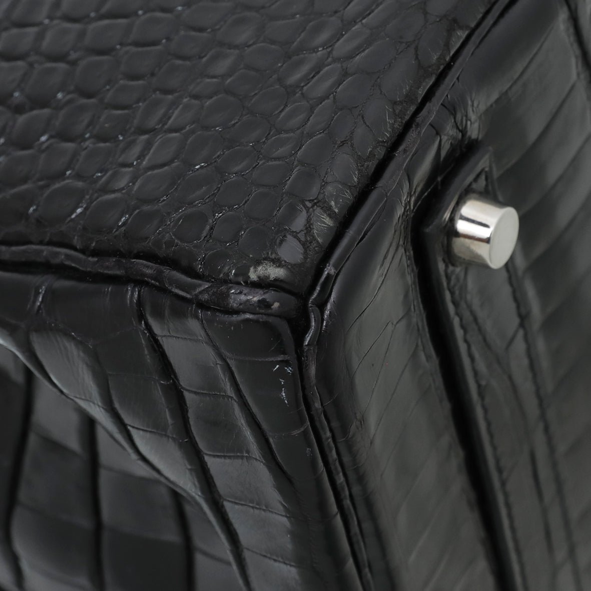 Hermes Noir Crocodile Porosus Birkin 35 Bag