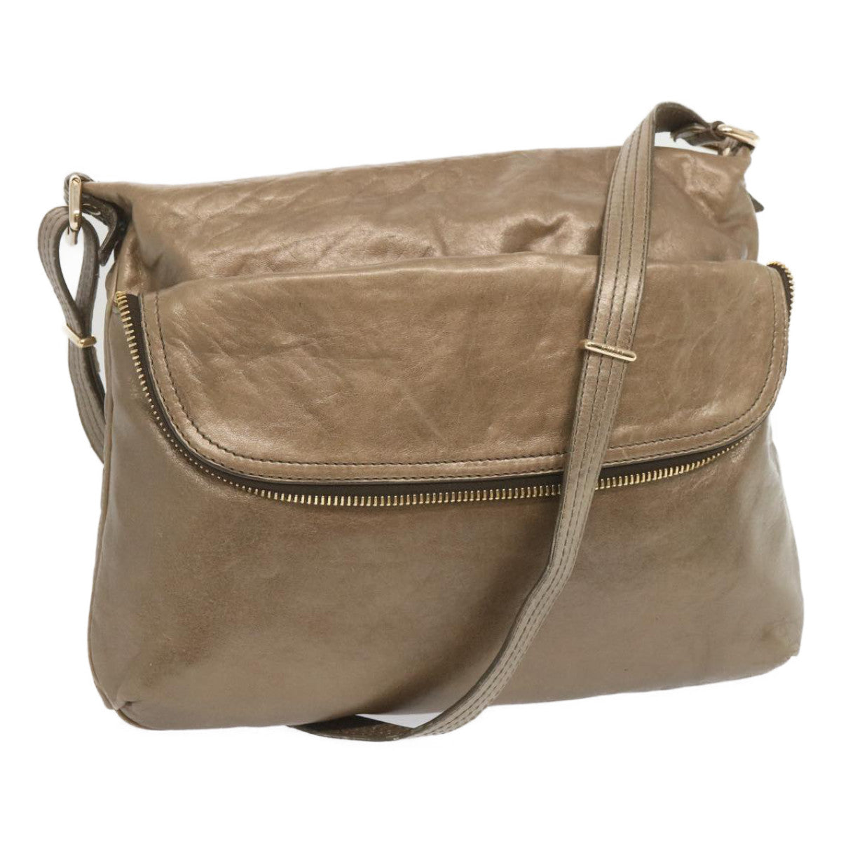 FENDI Shoulder Bag Leather Bronze hk1152