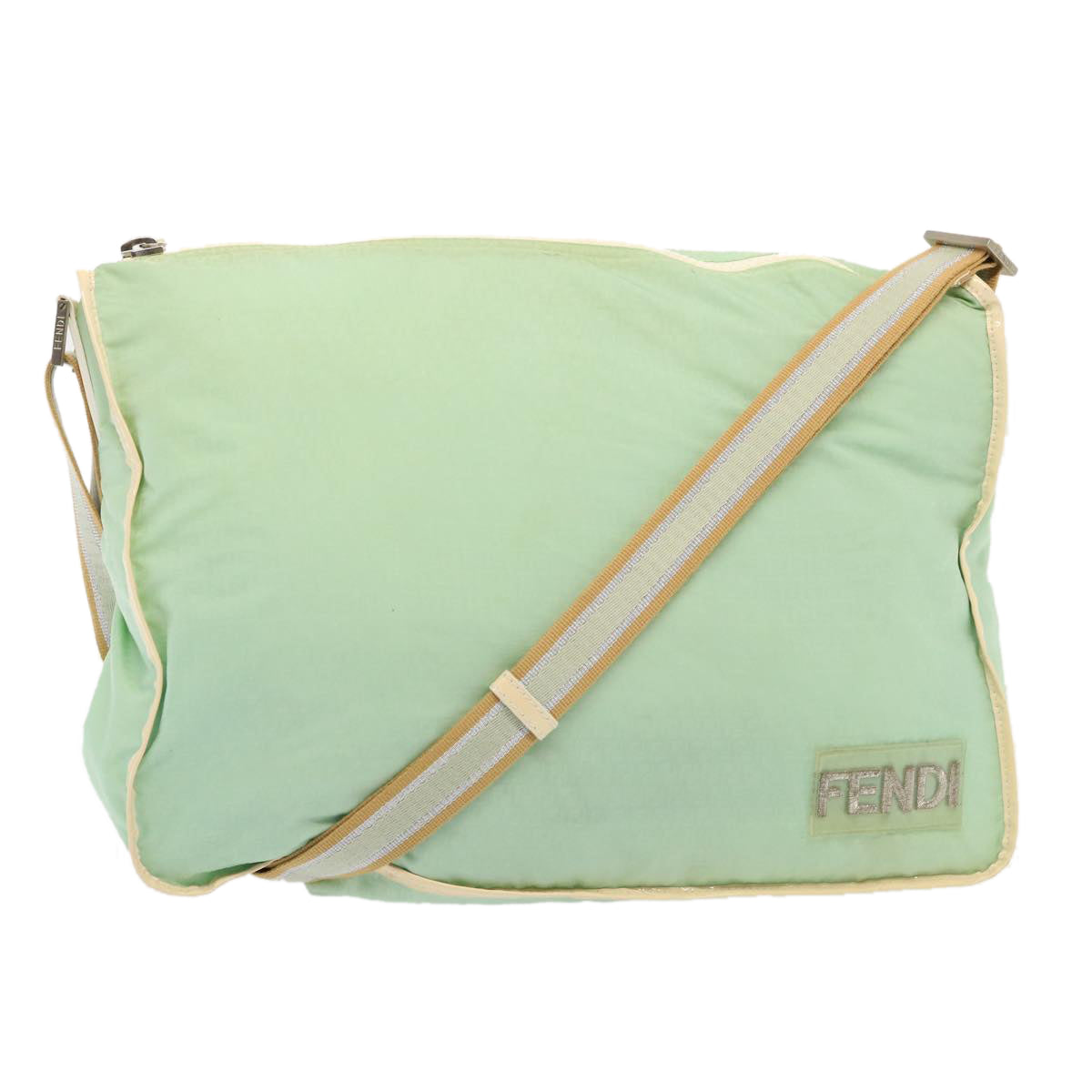 FENDI Zucchino Canvas Shoulder Bag Nylon Green hk1304