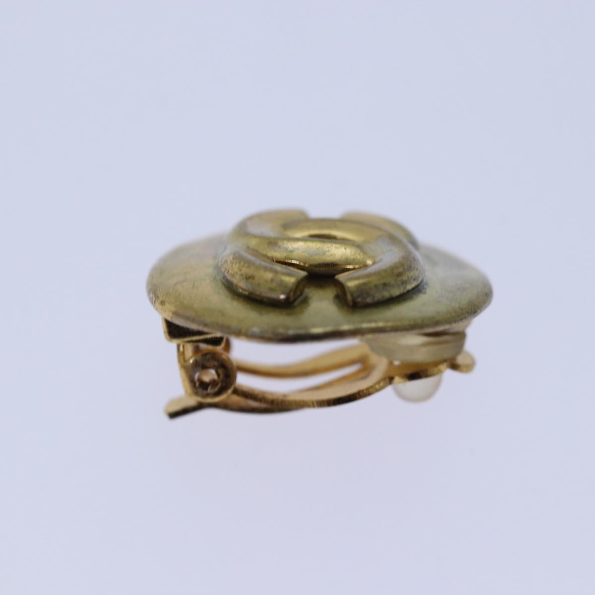 CHANEL COCO Mark Earring metal Gold CC hk1464