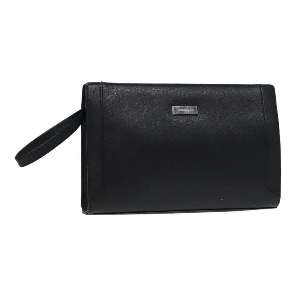 BURBERRY Clutch Bag Leather Black hk1528