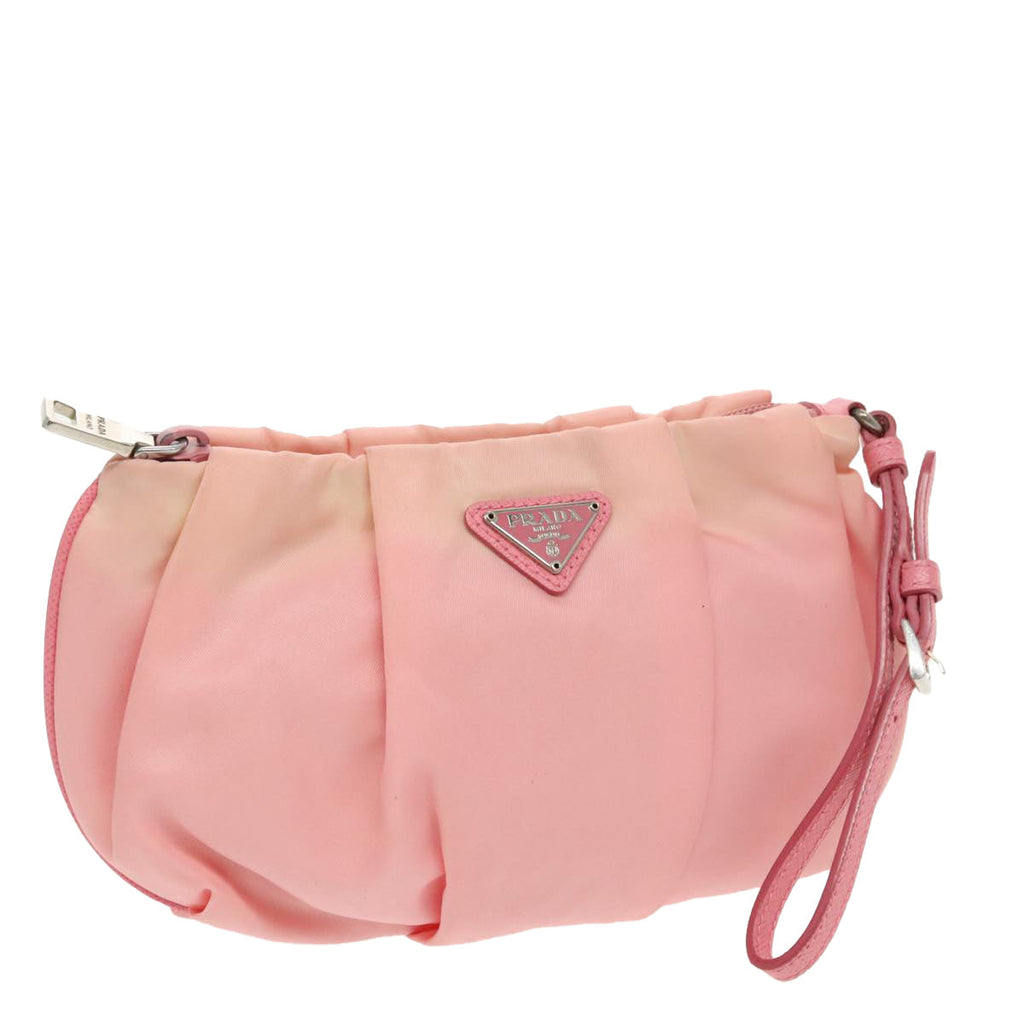 PRADA Pouch Nylon Pink Silver hk1709