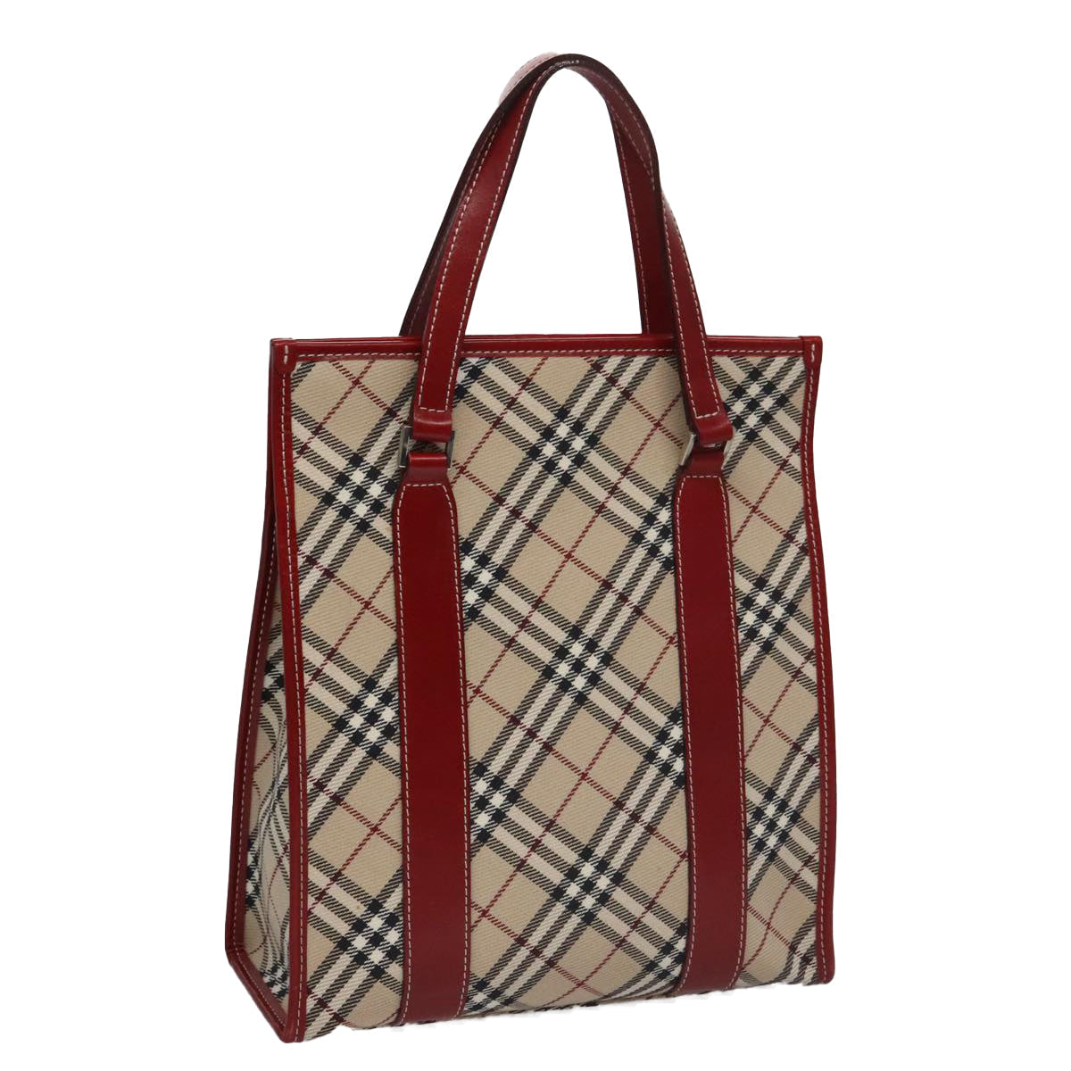 BURBERRY Blue Label Nova Check Tote Bag Canvas Red Beige hk1956