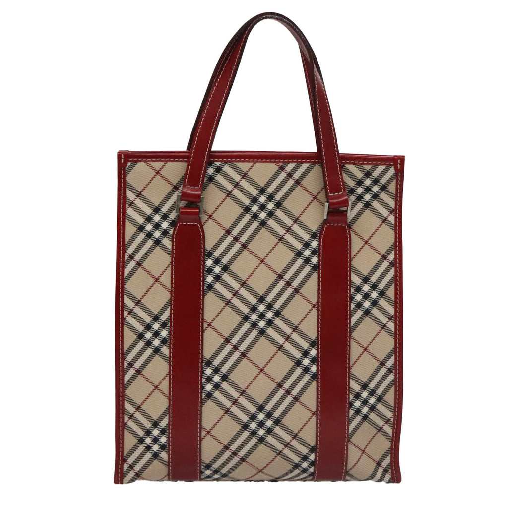 BURBERRY Blue Label Nova Check Tote Bag Canvas Red Beige hk1956