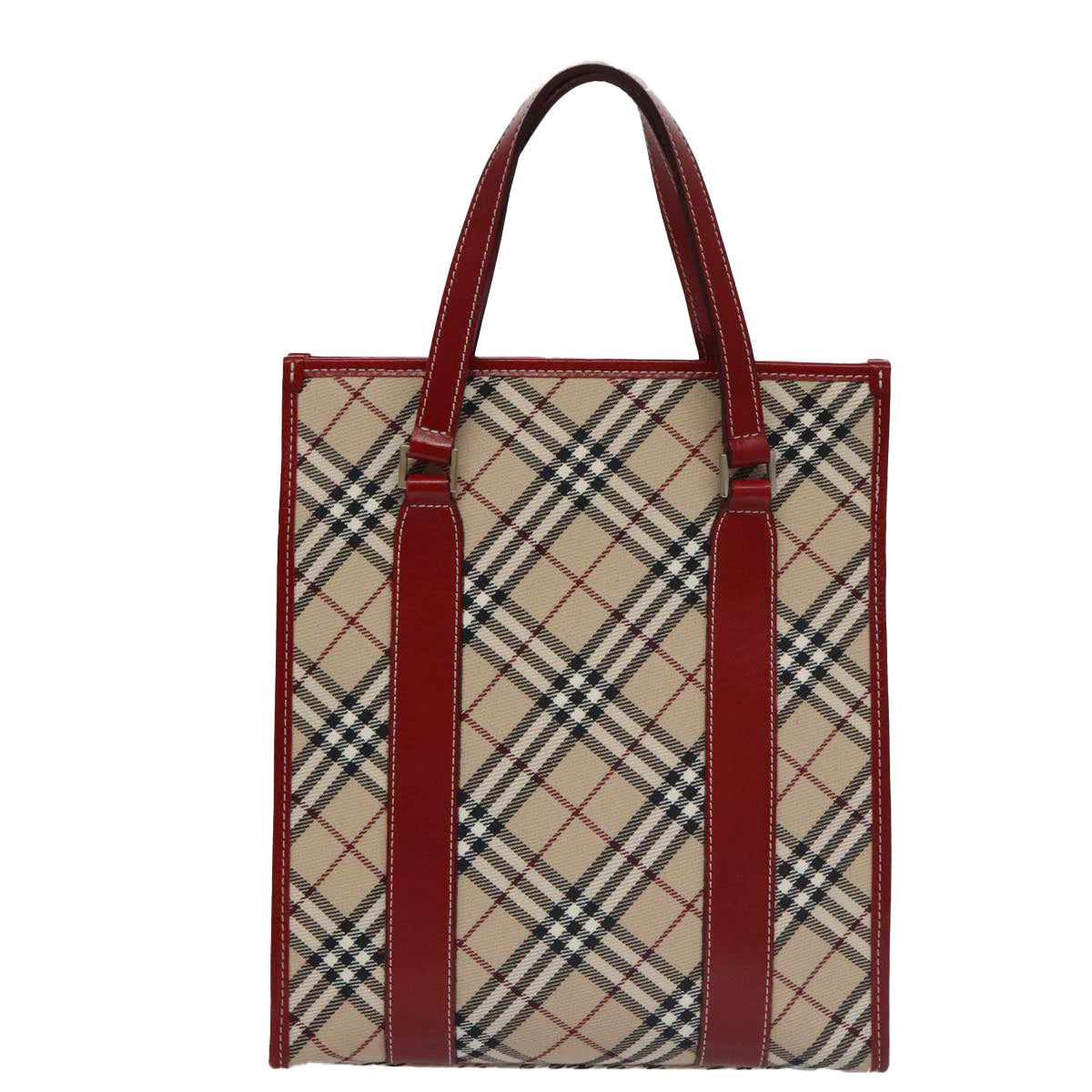 BURBERRY Blue Label Nova Check Tote Bag Canvas Red Beige hk1956