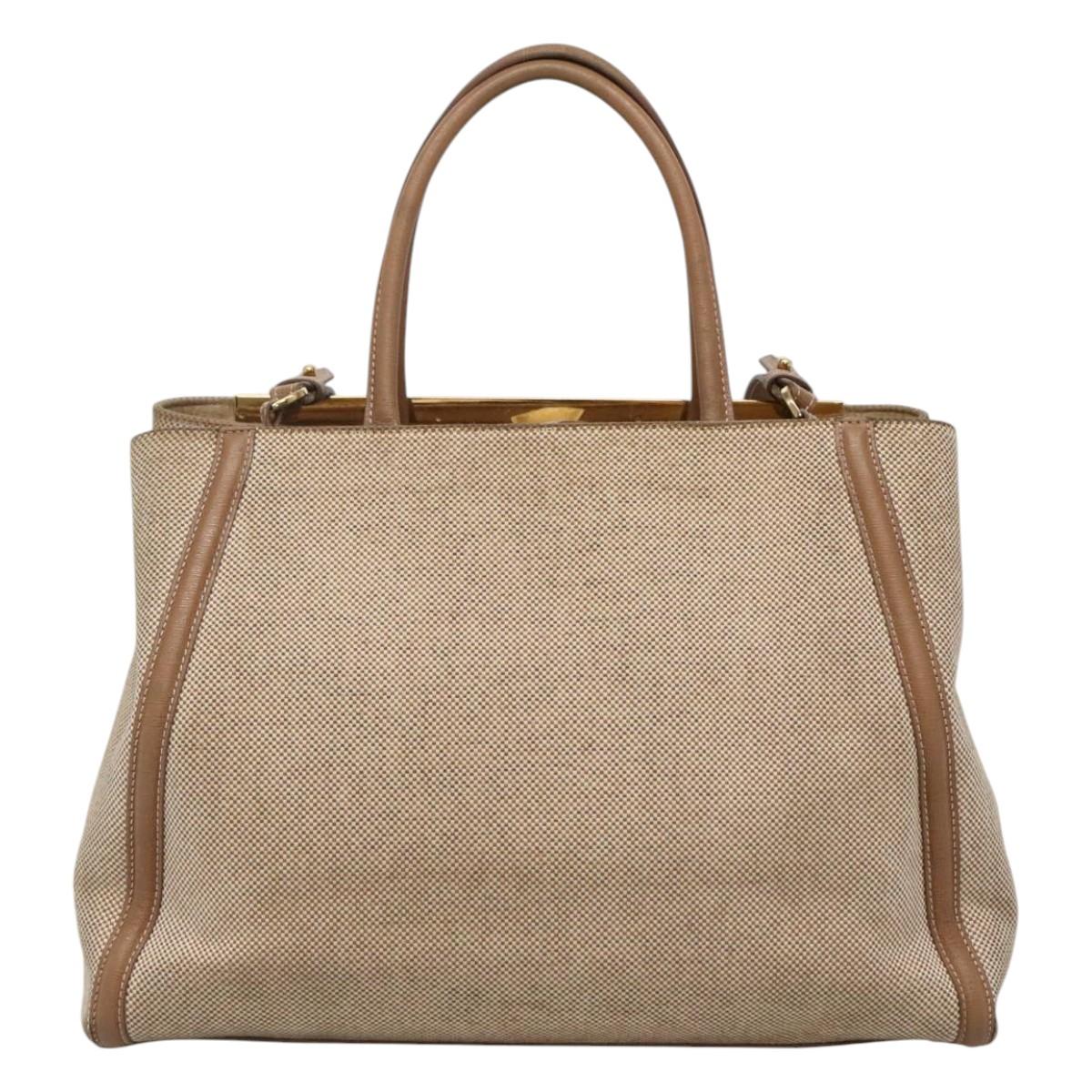 FENDI To joule Hand Bag Canvas 2way Gold Beige hk1977