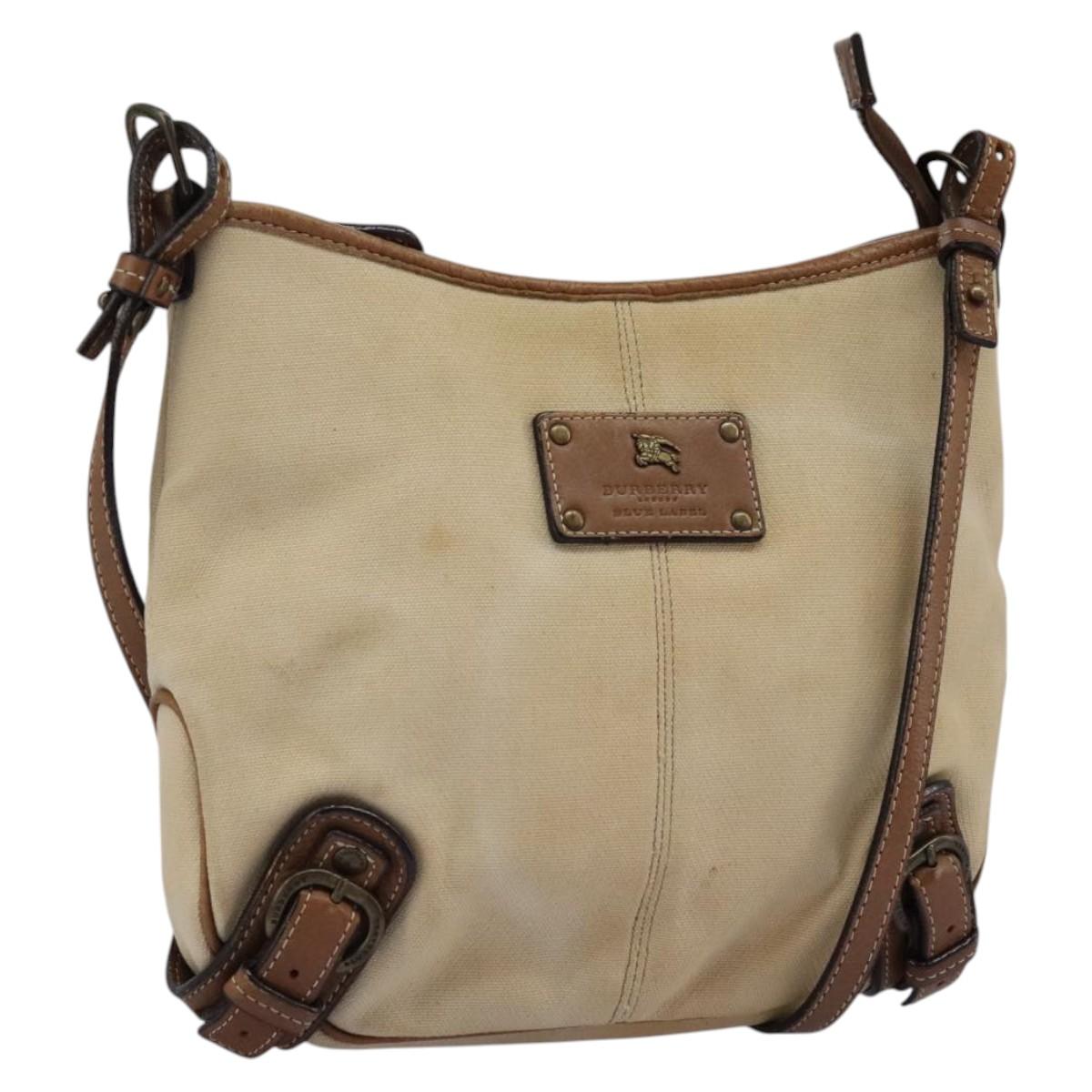 BURBERRY Blue Label Shoulder Bag Canvas Leather Beige hk2084