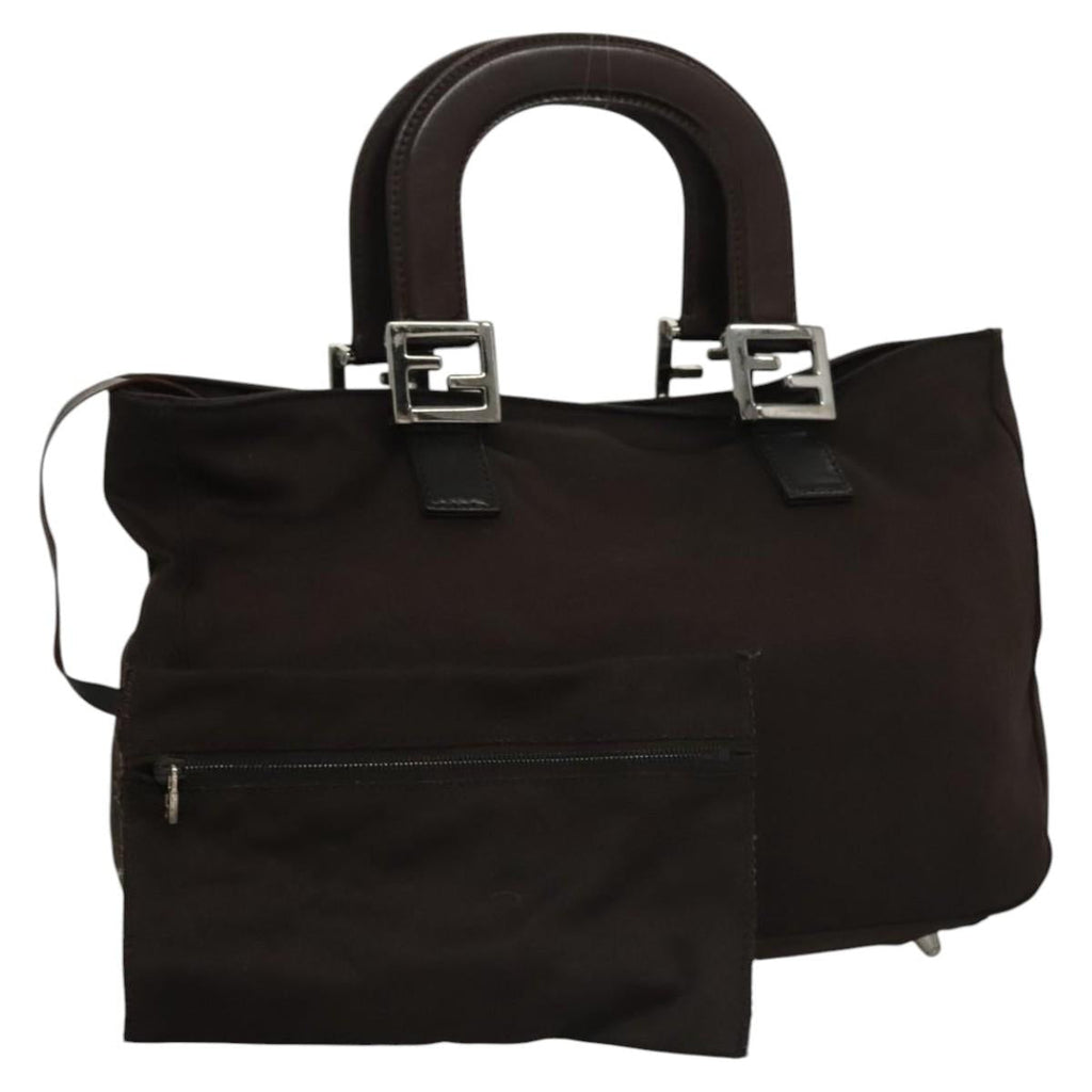 FENDI Hand Bag Nylon Brown hk2402