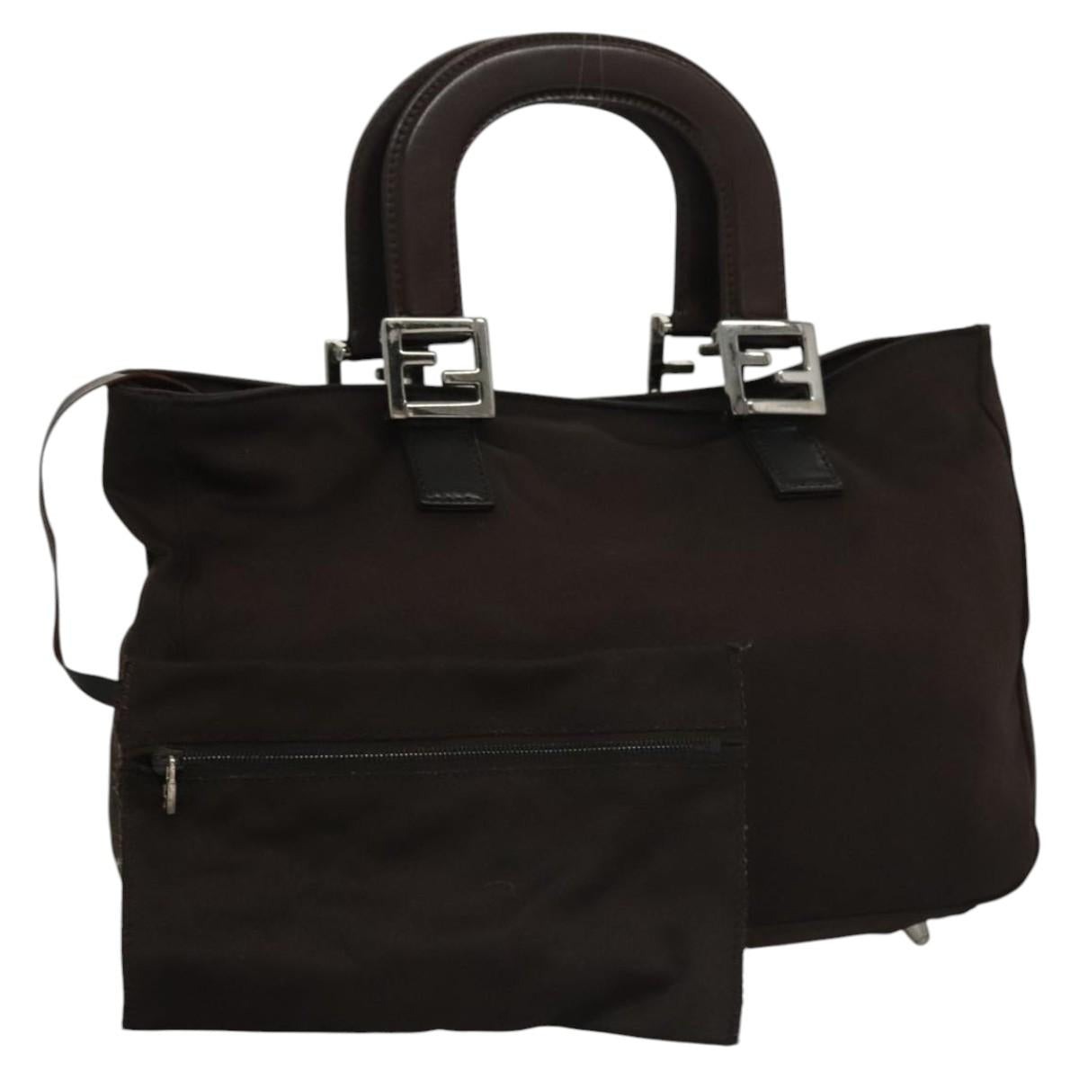 FENDI Hand Bag Nylon Brown hk2402