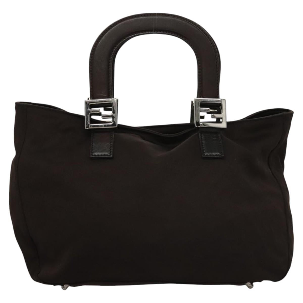 FENDI Hand Bag Nylon Brown hk2402