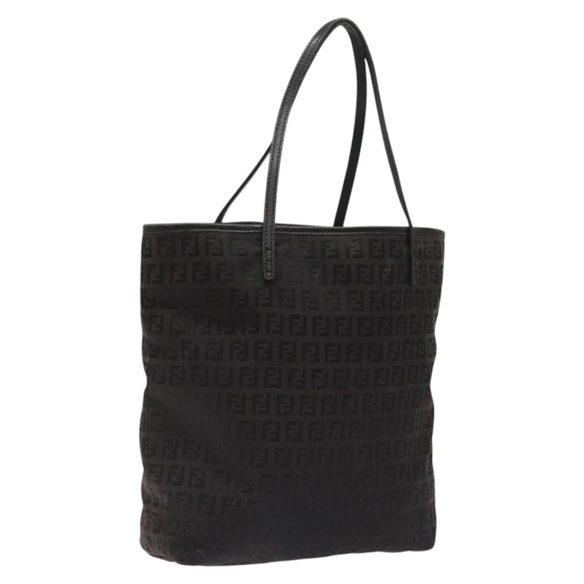 FENDI Zucchino Canvas Tote Bag Black hk2404