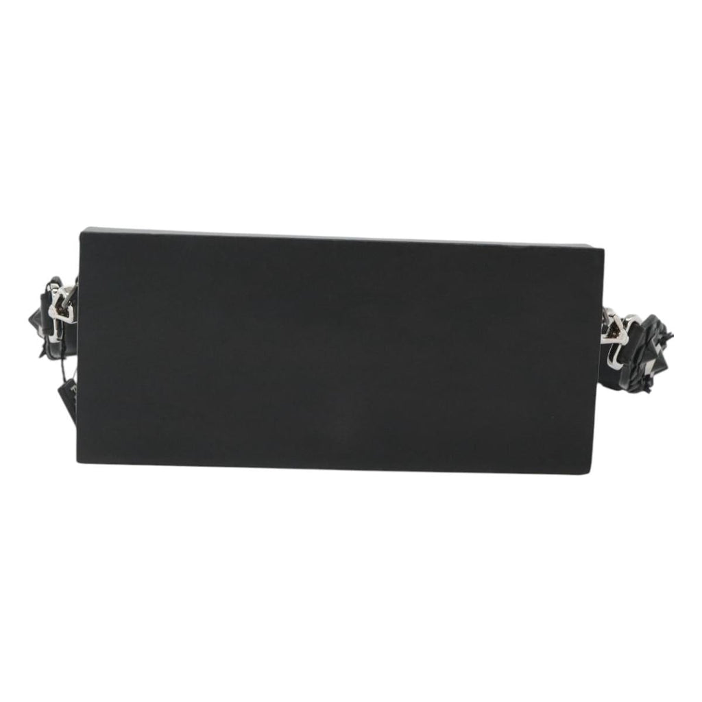 FENDI Box Shoulder Bag Leather Black Silver hk2491