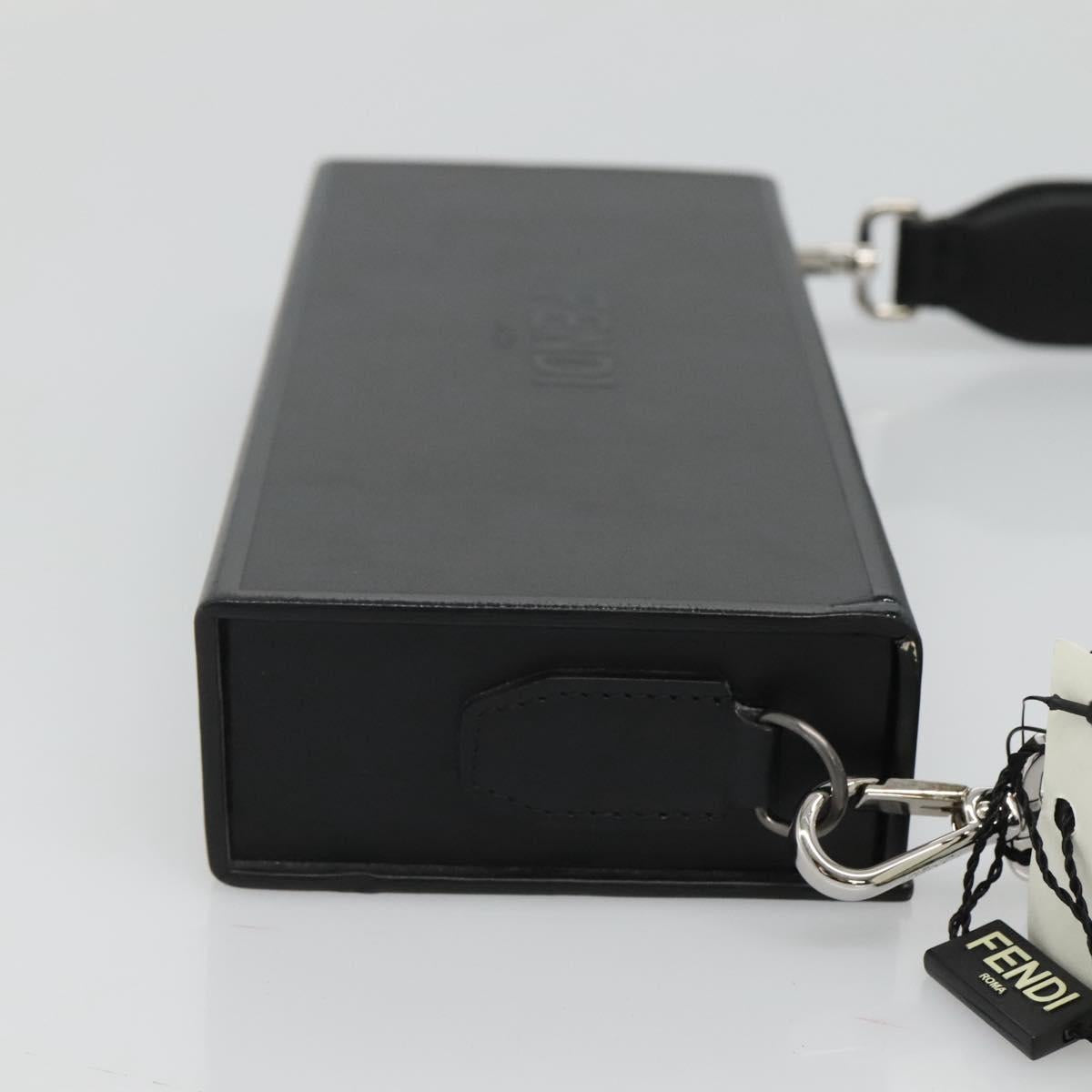 FENDI Box Shoulder Bag Leather Black Silver hk2491