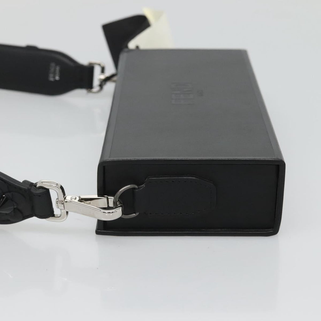 FENDI Box Shoulder Bag Leather Black Silver hk2491