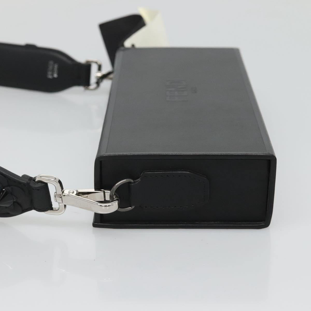 FENDI Box Shoulder Bag Leather Black Silver hk2491