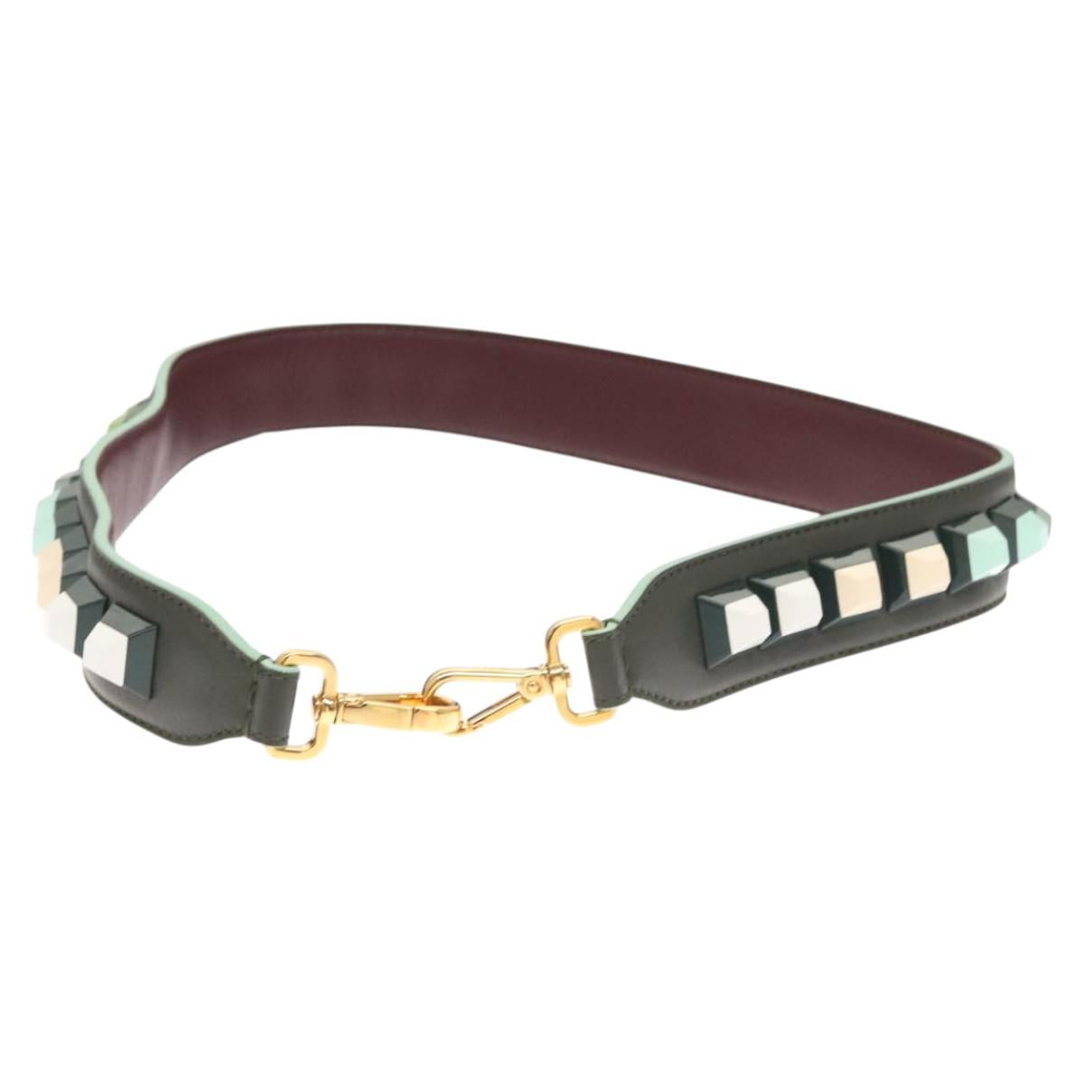 FENDI Strap You Shoulder Strap Leather Green hk2492