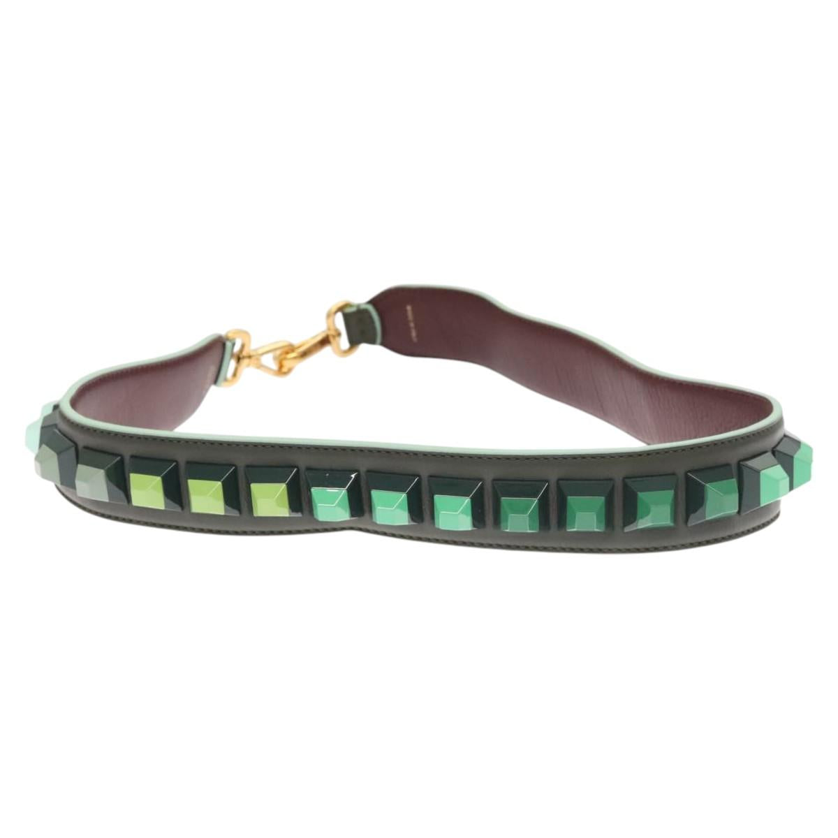 FENDI Strap You Shoulder Strap Leather Green hk2492