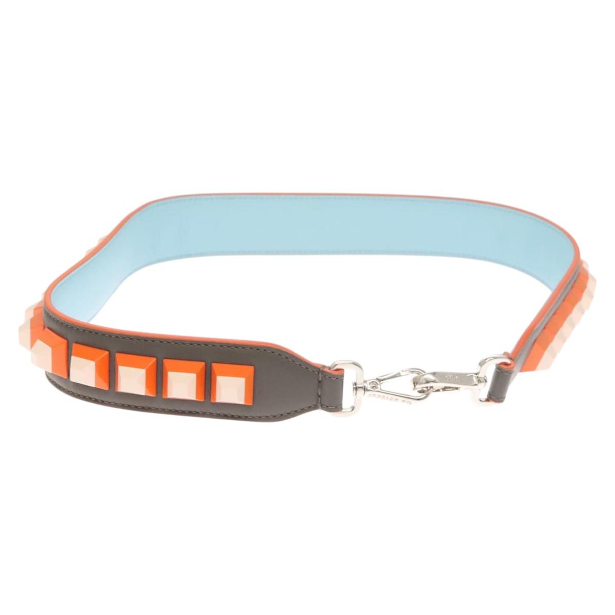 FENDI Strap You Shoulder Strap Leather Gray hk2494