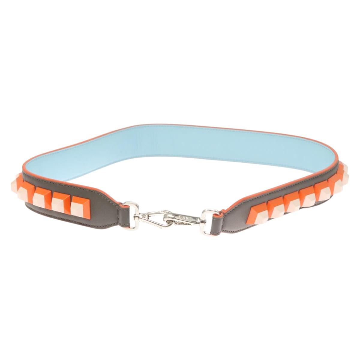 FENDI Strap You Shoulder Strap Leather Gray hk2494