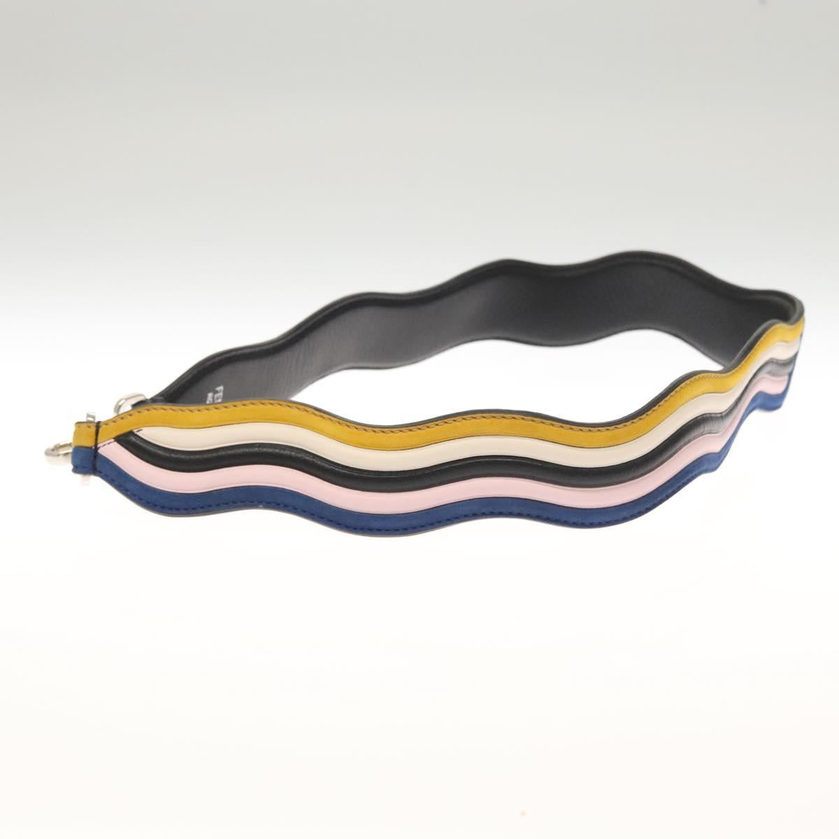 FENDI Strap You Shoulder Strap Leather Black Yellow hk2496