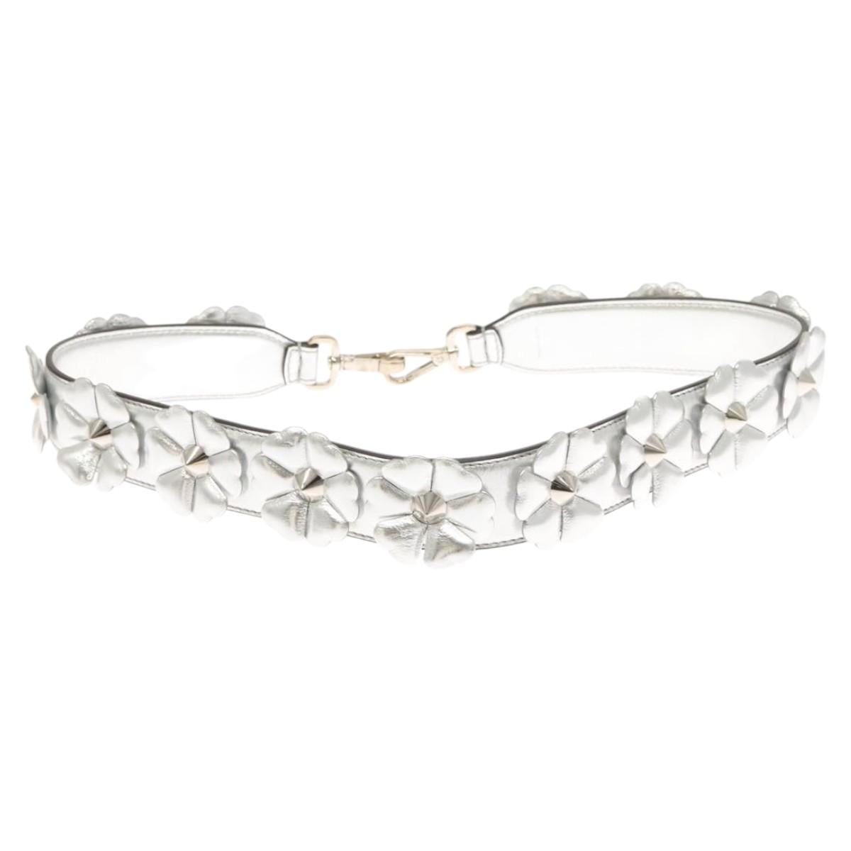 FENDI Strap You Shoulder Strap Leather Silver hk2500