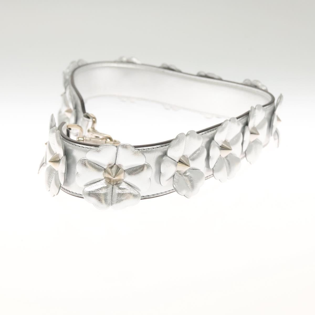 FENDI Strap You Shoulder Strap Leather Silver hk2500