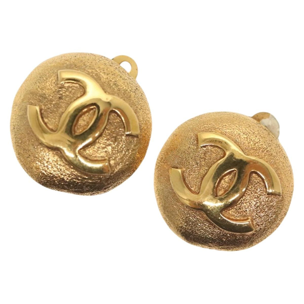 CHANEL Earring Metal Gold CC hk2961