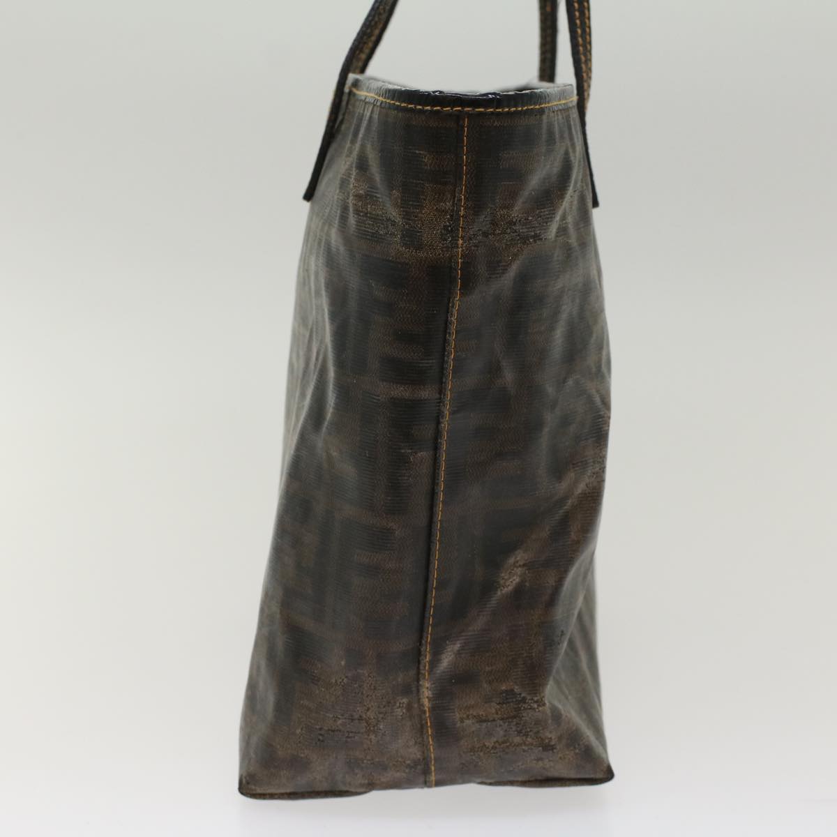 FENDI Zucca Canvas Tote Bag Coated Canvas Brown Black hk766