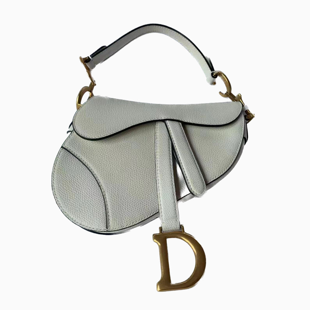 Dior Saddle bag white grain leather mini size