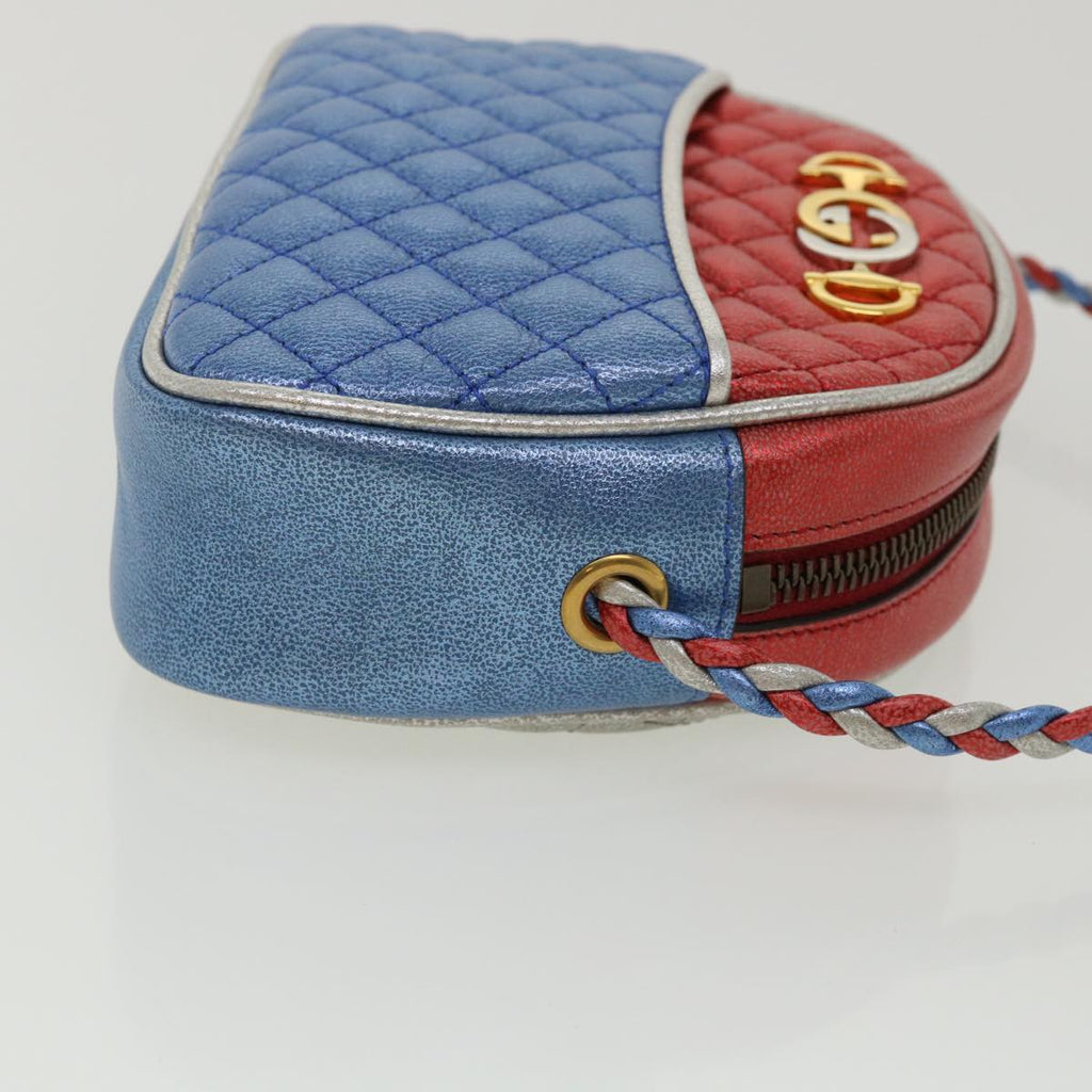 GUCCI Horse Bit Pochette Shoulder Bag Lamb Skin Red Blue 534951 jk3012