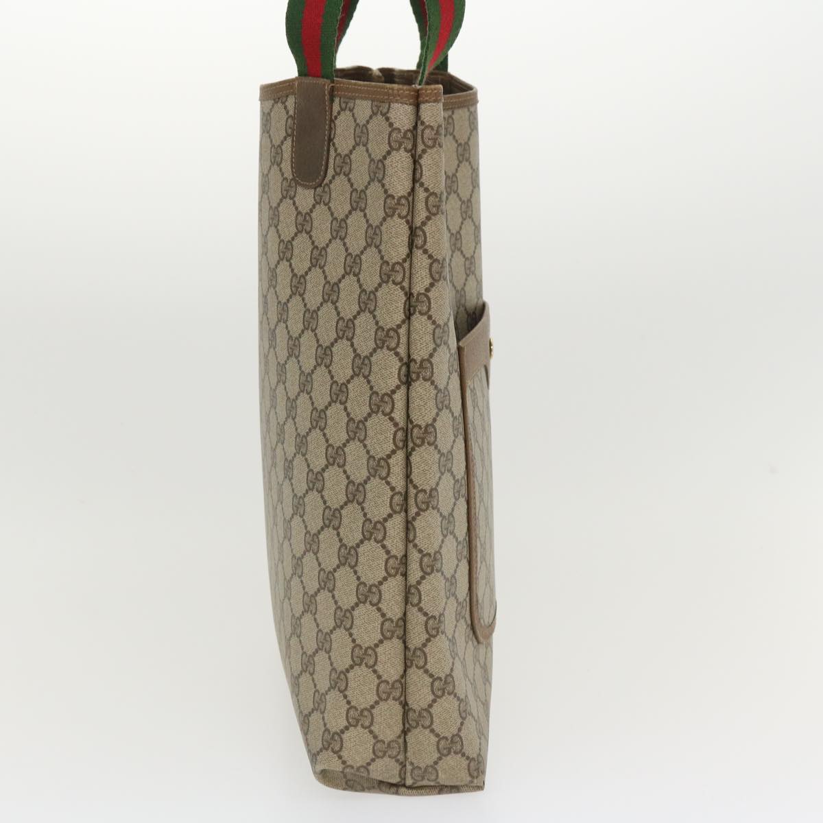GUCCI Web Sherry Line GG Canvas Tote Bag PVC Leather Beige Green Red jk3040