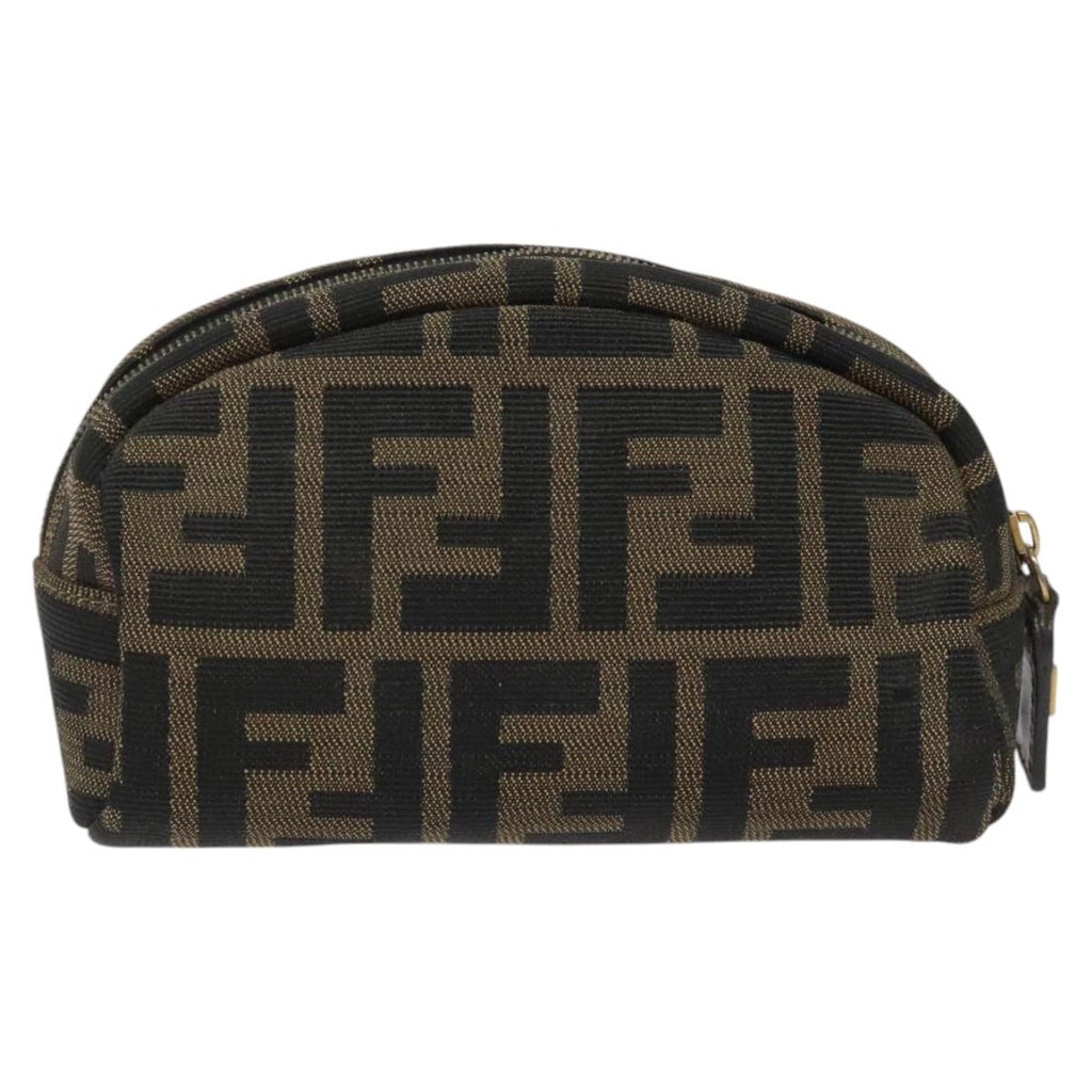 FENDI Zucca Canvas Pouch Brown Black KD058