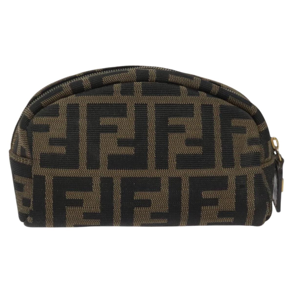 FENDI Zucca Canvas Pouch Brown Black KD058