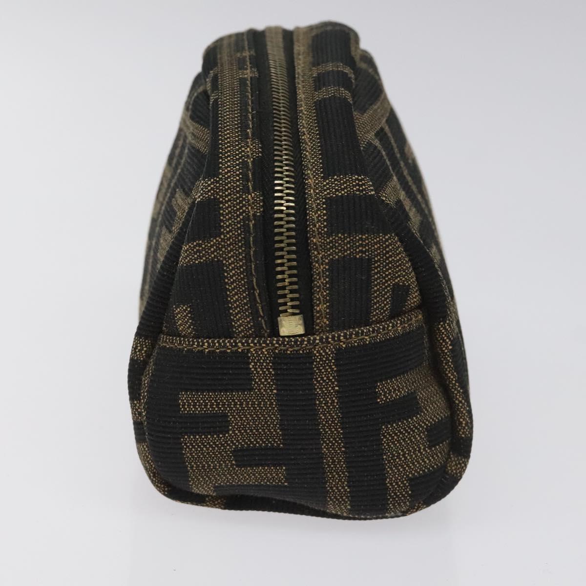 FENDI Zucca Canvas Pouch Brown Black KD058