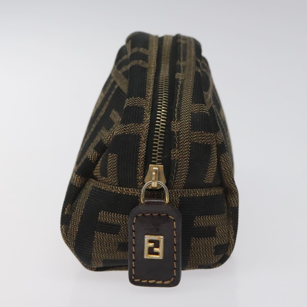 FENDI Zucca Canvas Pouch Brown Black KD058