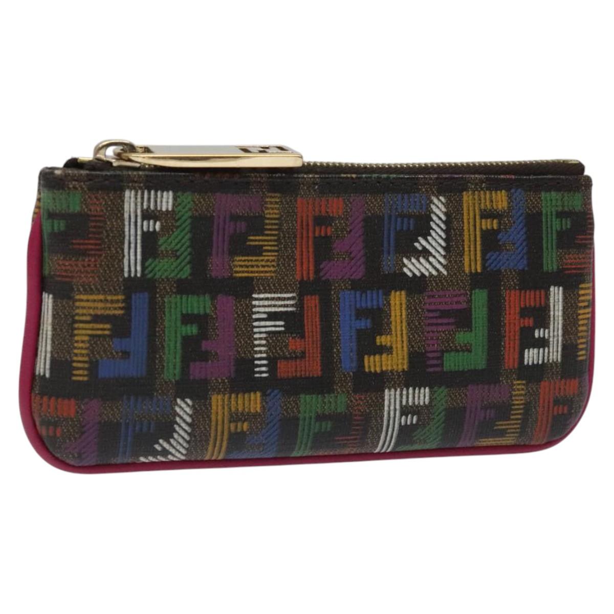 FENDI Zucca Canvas Coin Purse Multicolor Gold KD110