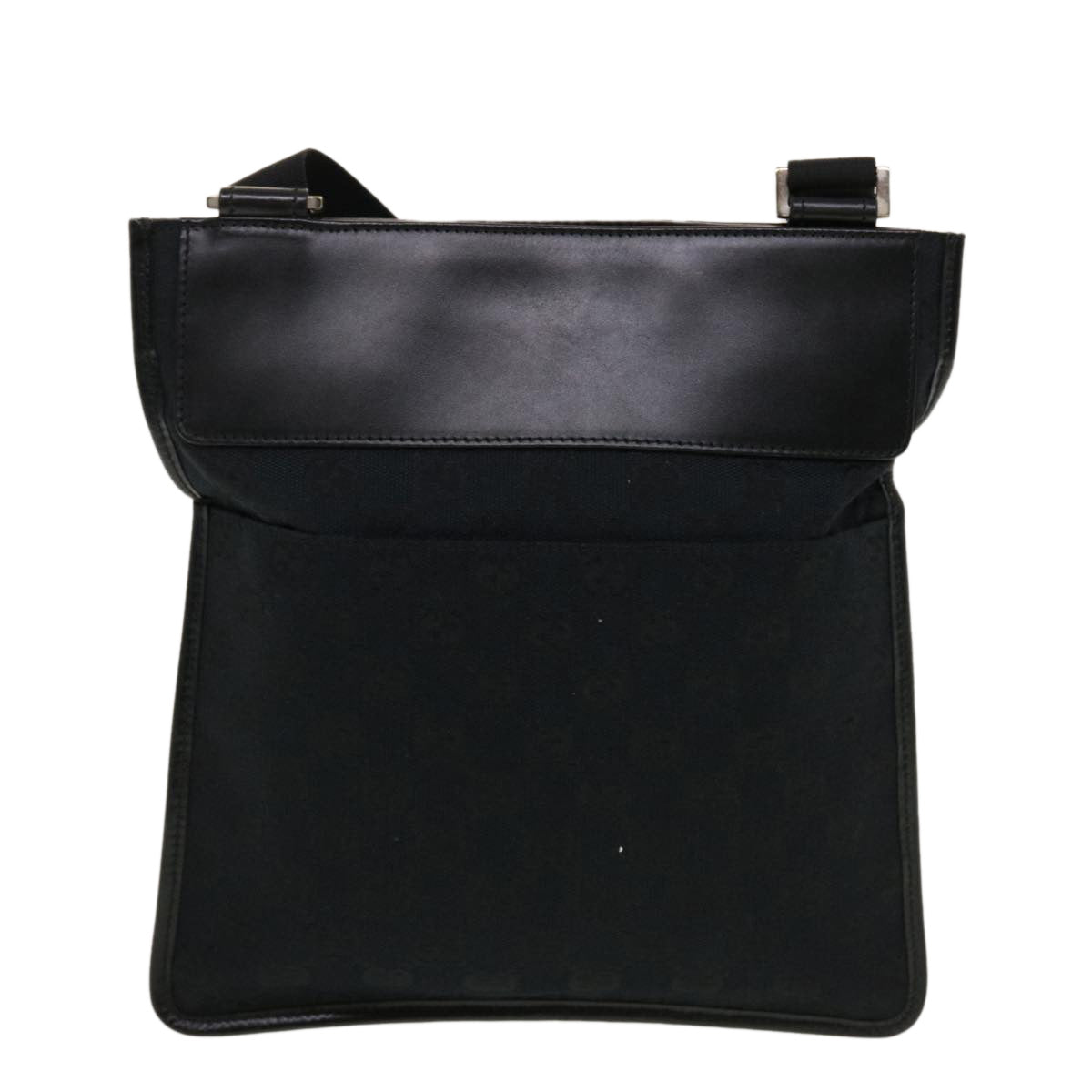 GUCCI GG Canvas Flat Shoulder Bag Black 0348 ki2992