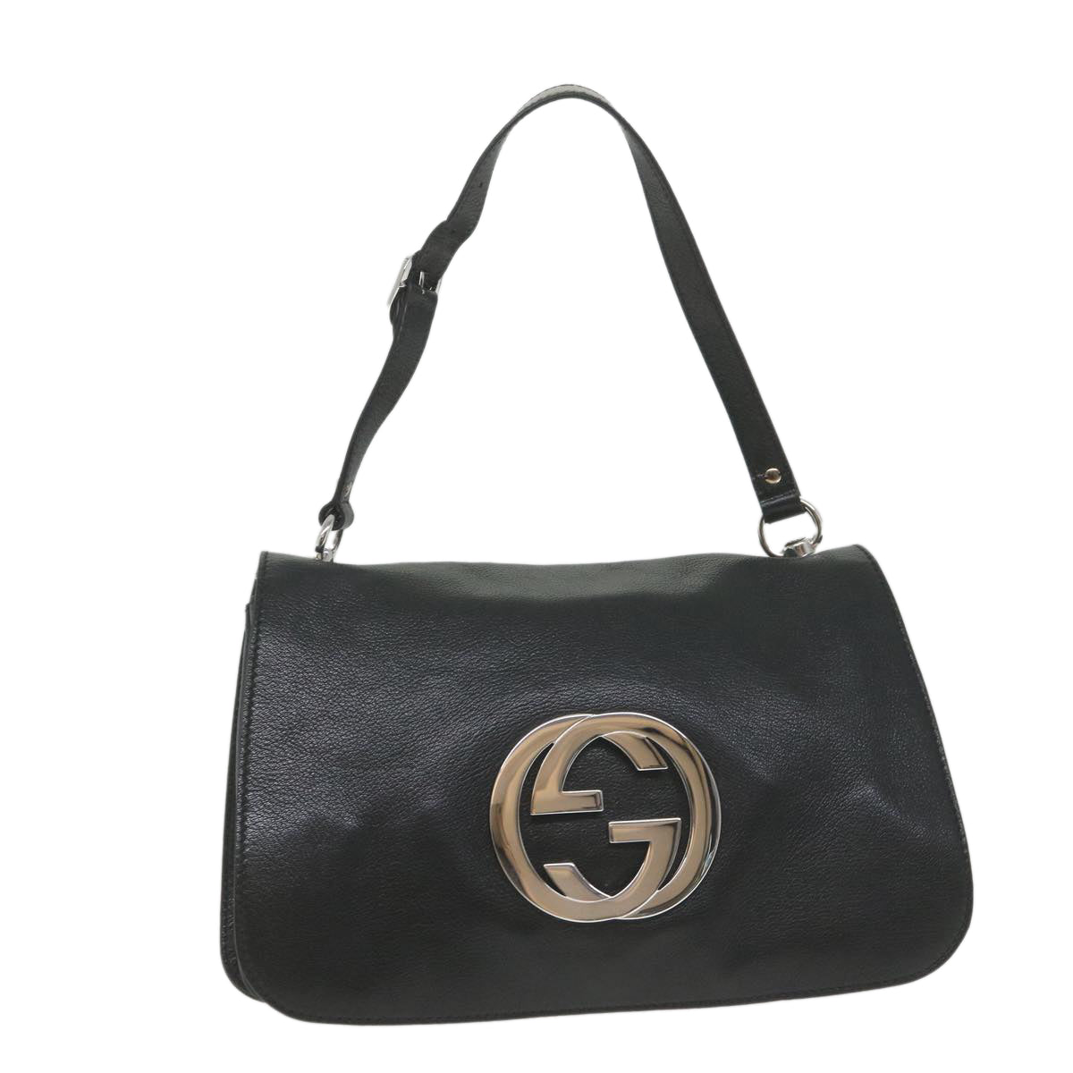 GUCCI Interlocking Shoulder Bag Leather Black 115746 ki3687