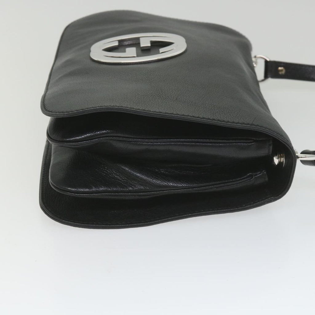 GUCCI Interlocking Shoulder Bag Leather Black 115746 ki3687