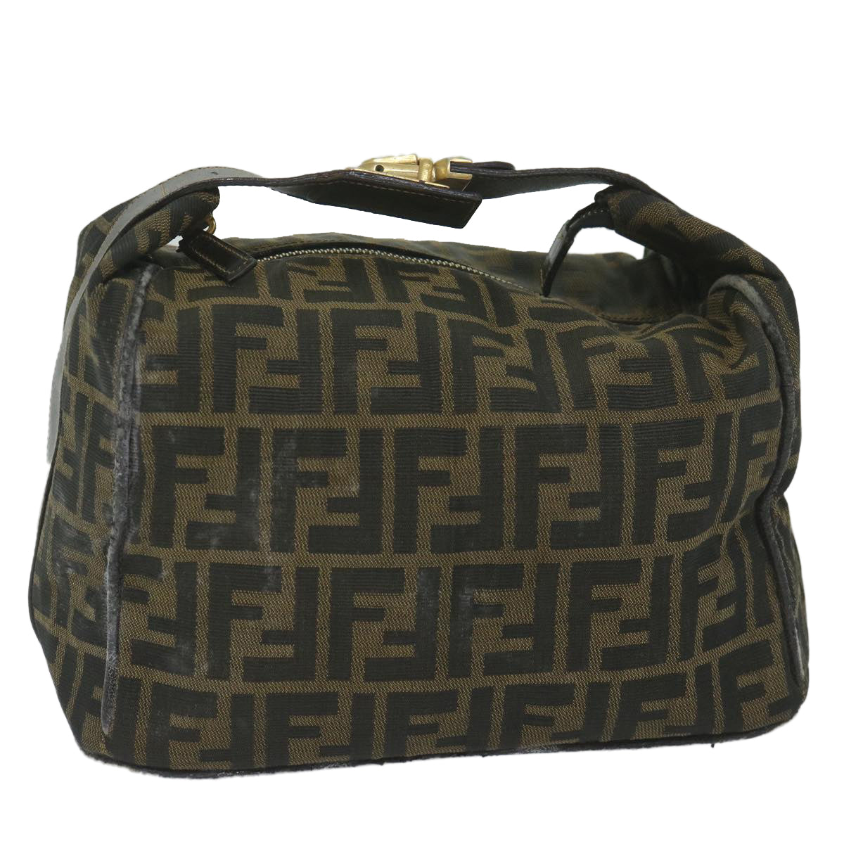 FENDI Zucca Canvas Vanity Cosmetic Pouch Black Brown ki3845