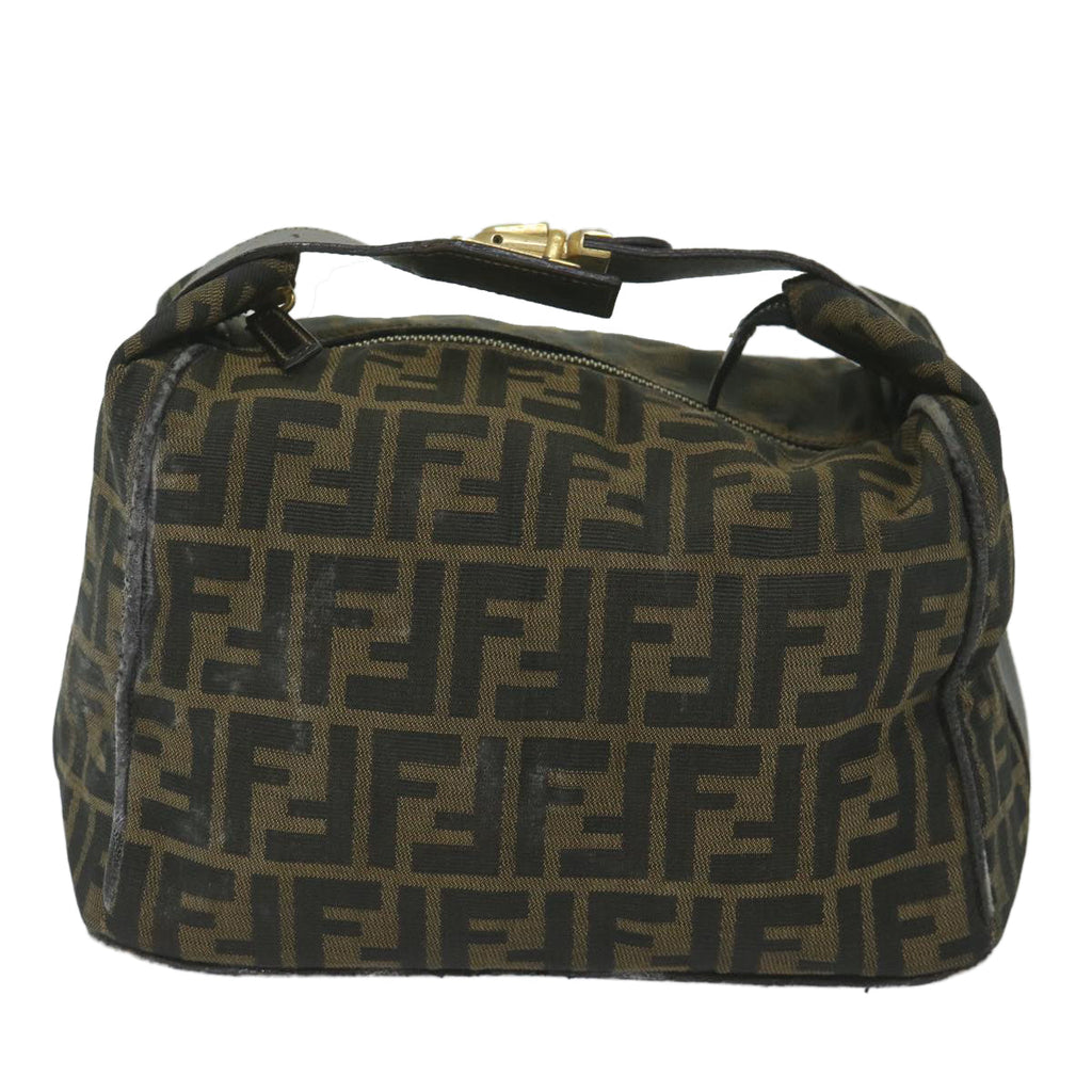 FENDI Zucca Canvas Vanity Cosmetic Pouch Black Brown ki3845