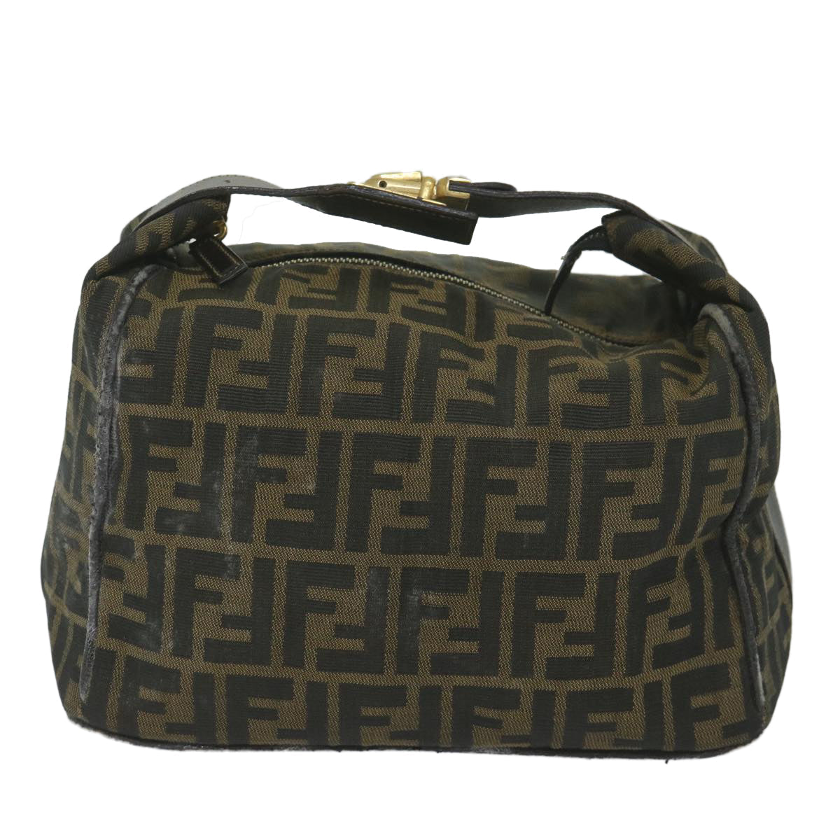 FENDI Zucca Canvas Vanity Cosmetic Pouch Black Brown ki3845