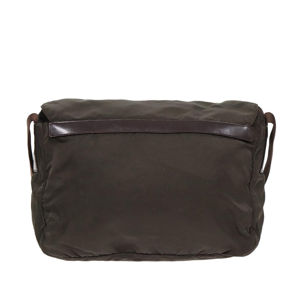 PRADA Shoulder Bag Nylon Khaki Silver ki4728
