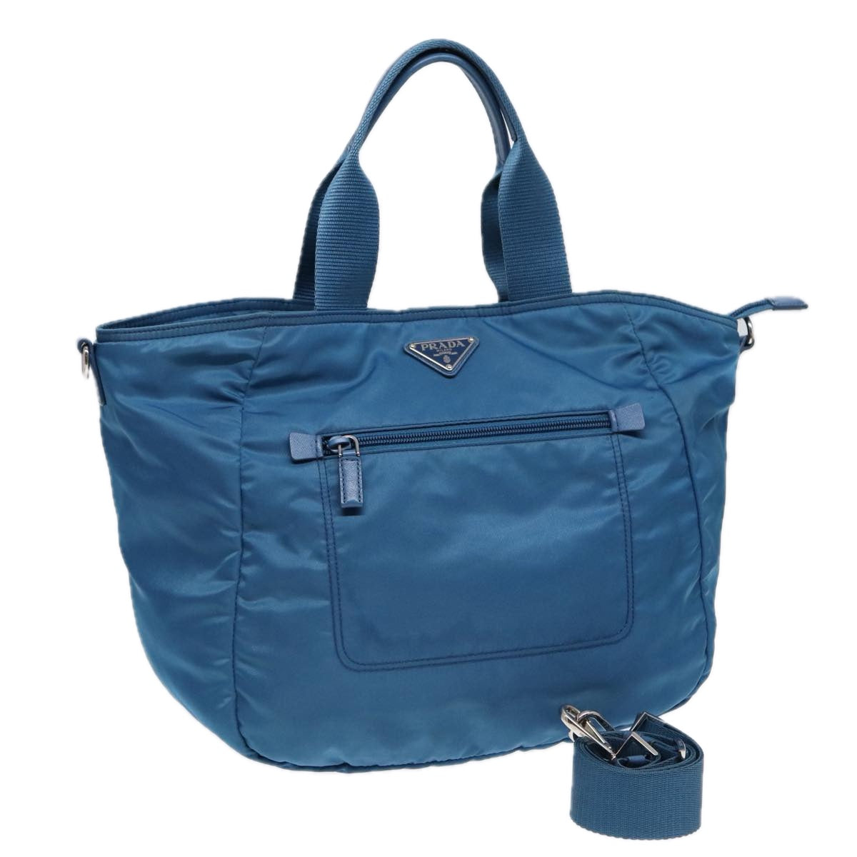 PRADA Shoulder Bag Nylon 2way Blue Silver ki4799
