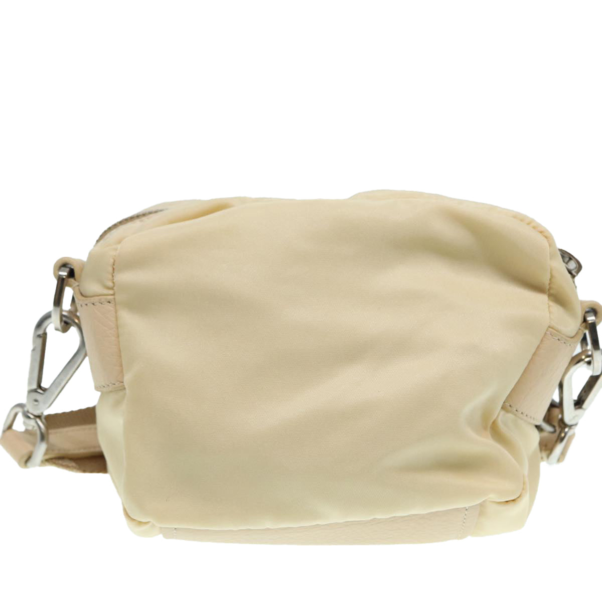 PRADA Pouch Nylon Beige Silver ki4892