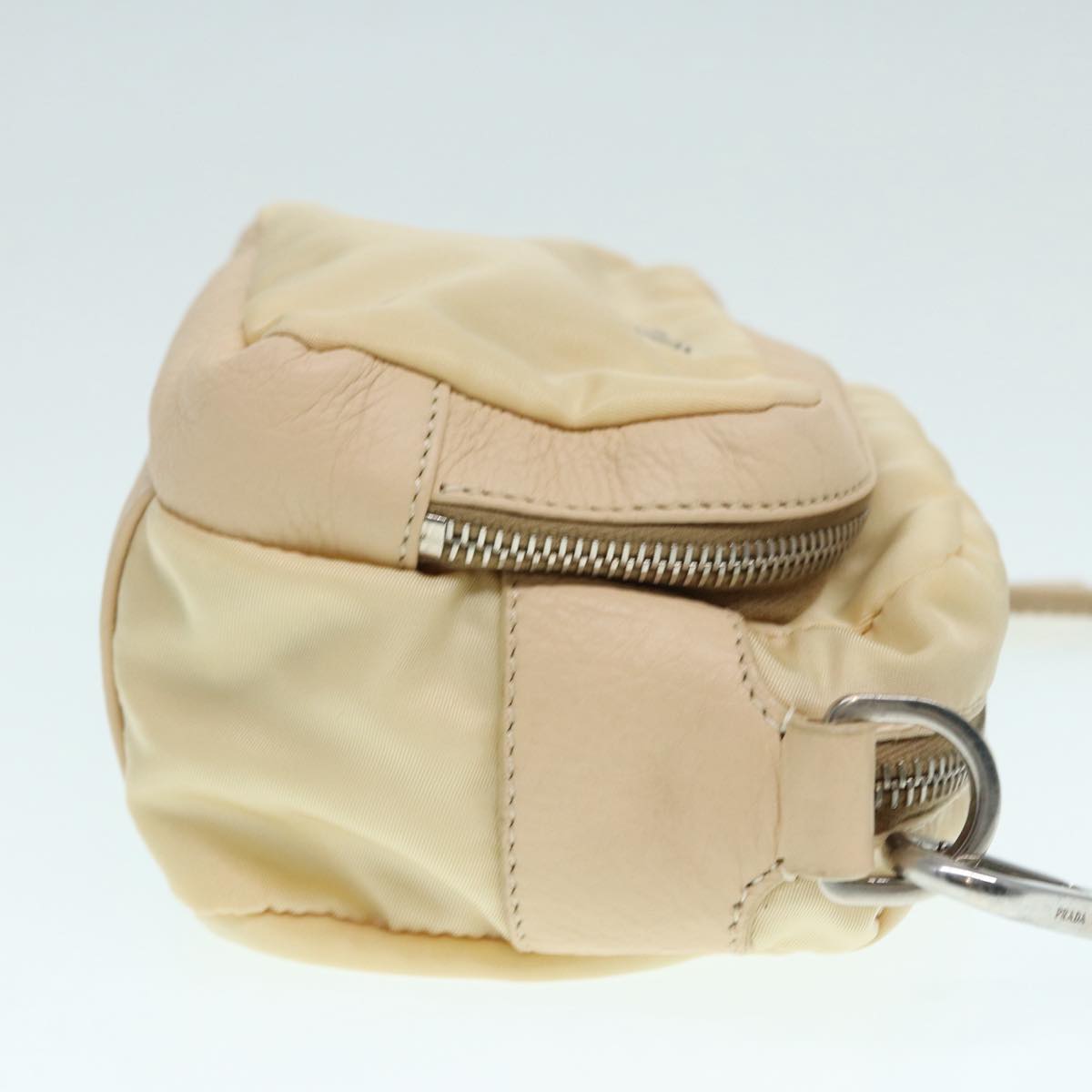 PRADA Pouch Nylon Beige Silver ki4892