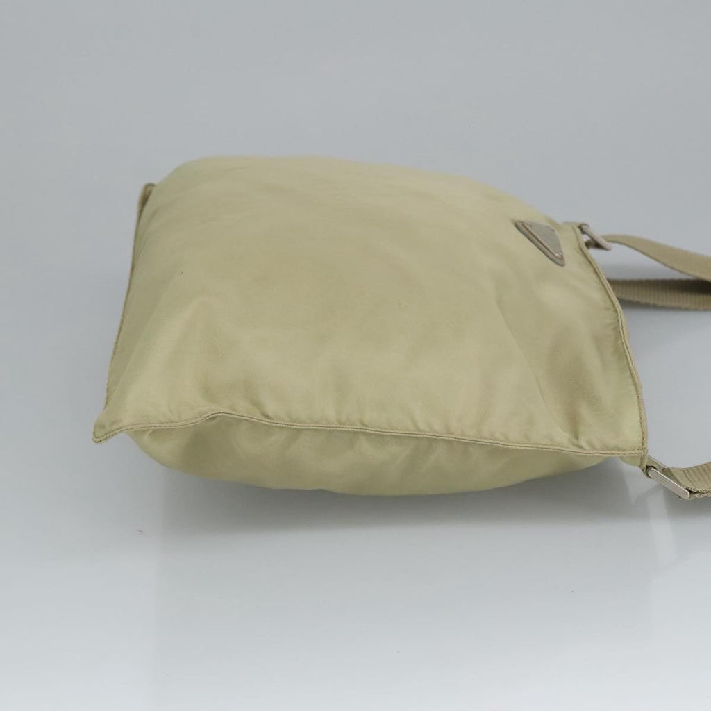 PRADA Shoulder Bag Nylon Beige Silver ki5041