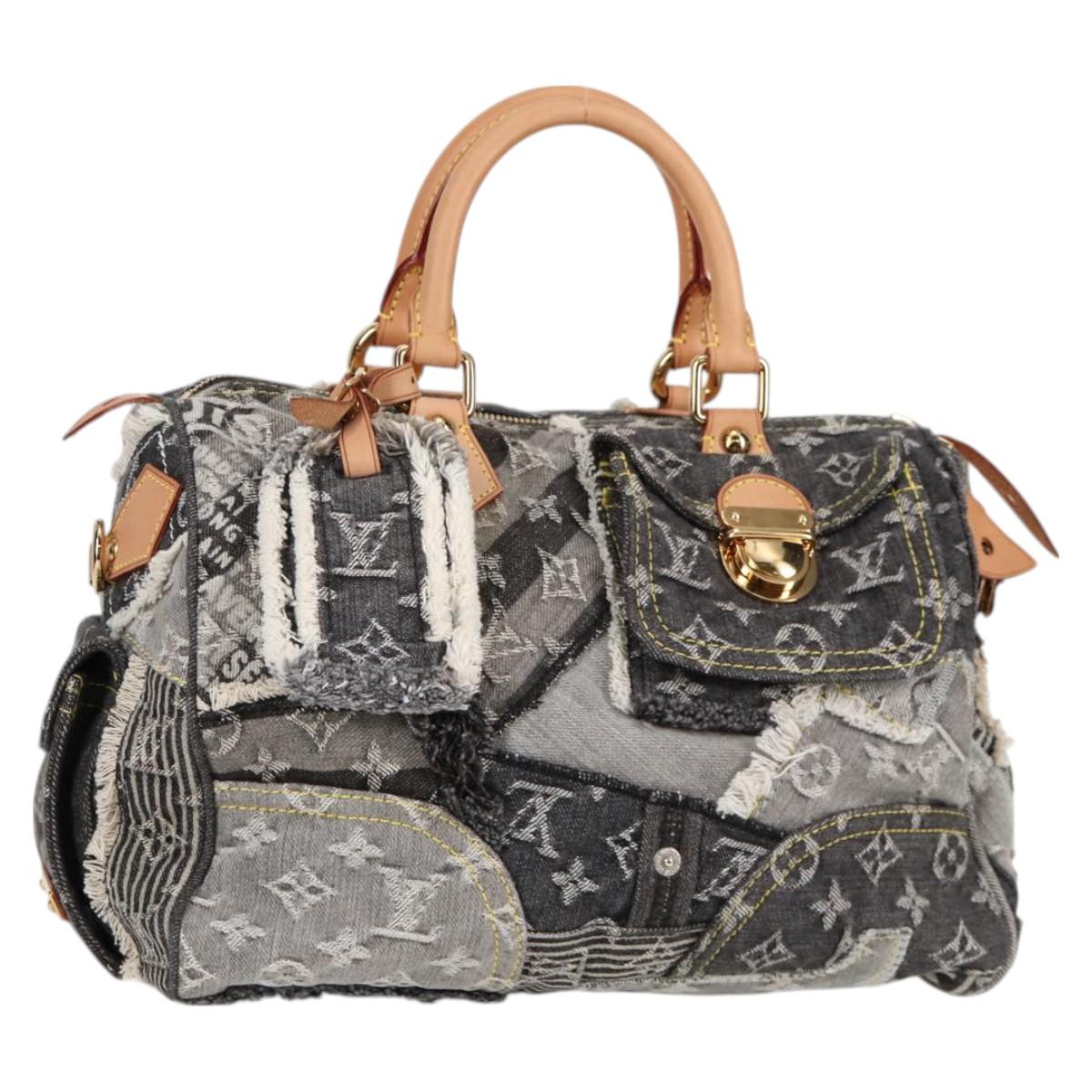 LOUIS VUITTON Monogram Denim Patchwork Speedy 30 Bag Gray M95381 LV ki5785M