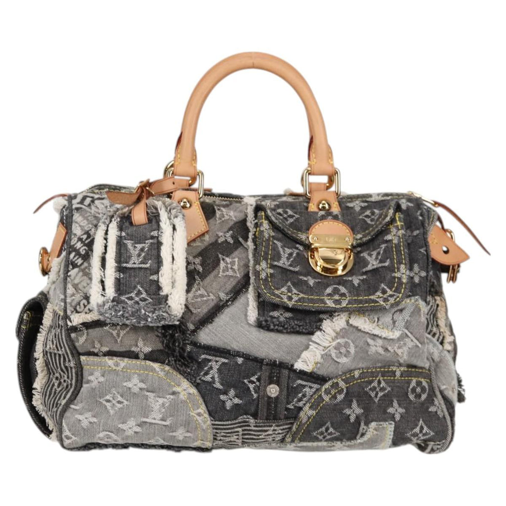 LOUIS VUITTON Monogram Denim Patchwork Speedy 30 Bag Gray M95381 LV ki5785M