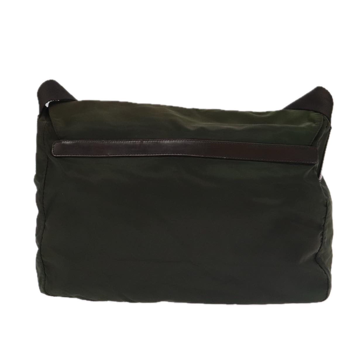 PRADA Shoulder Bag Nylon Khaki Brown Silver kk369